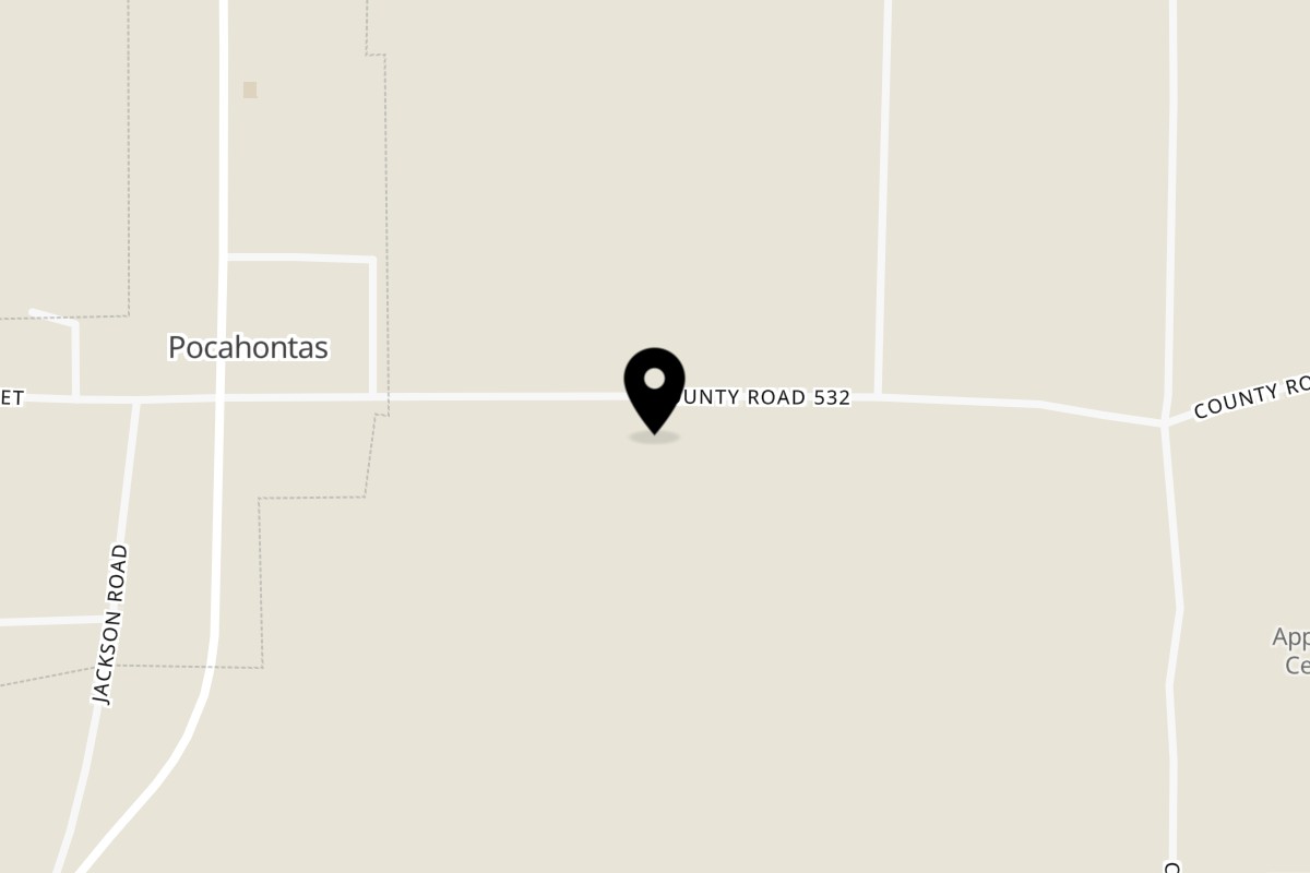 Map showing the location of The Bayou Cajun Smokehouse on 6611 Co Rd 532 in Jackson